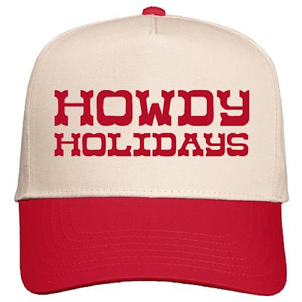 Howdy Holidays Red/Khaki Embroidered Hat