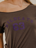 KSU Wildcats College Arch Black Off Shoulder Tee