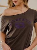 KSU Wildcats College Arch Black Off Shoulder Tee