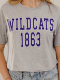 KSU Wildcats College Block Puff Ink Gray Cropped Tee