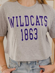 KSU Wildcats College Block Puff Ink Gray Cropped Tee