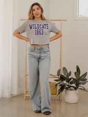 KSU Wildcats College Block Puff Ink Gray Cropped Tee
