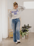 KSU Wildcats College Block Puff Ink Gray Mock Neck Hi-Dive Sweatshirt