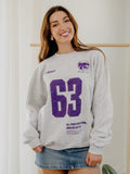KSU Wildcats Crest Stamp Ash Gray Thrifted Sweatshirt