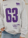 KSU Wildcats Crest Stamp Ash Gray Thrifted Sweatshirt