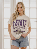 KSU Wildcats Established Date Helmet Off White Thrifted Tee