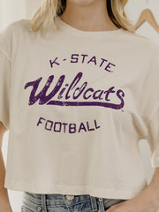 KSU Wildcats Football Stencil Off White Cropped Tee