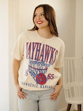 KU Jayhawks Big Basketball Off White Thrifted Tee