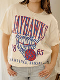 KU Jayhawks Big Basketball Off White Thrifted Tee