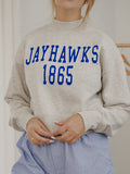 KU Jayhawks College Block Puff Ink Gray Mock Neck Hi-Dive Sweatshirt