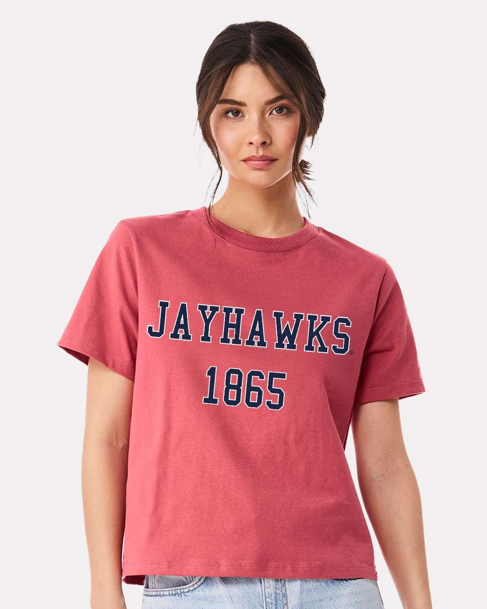 KU Jayhawks College Block Puff Ink Red Ellie Perfect Tee