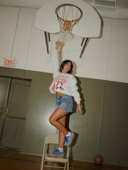 KU Jayhawks Courtside Basketball Ash Gray Thrifted Sweatshirt