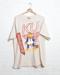KU Jayhawks Courtside Basketball Off White Thrifted Tee