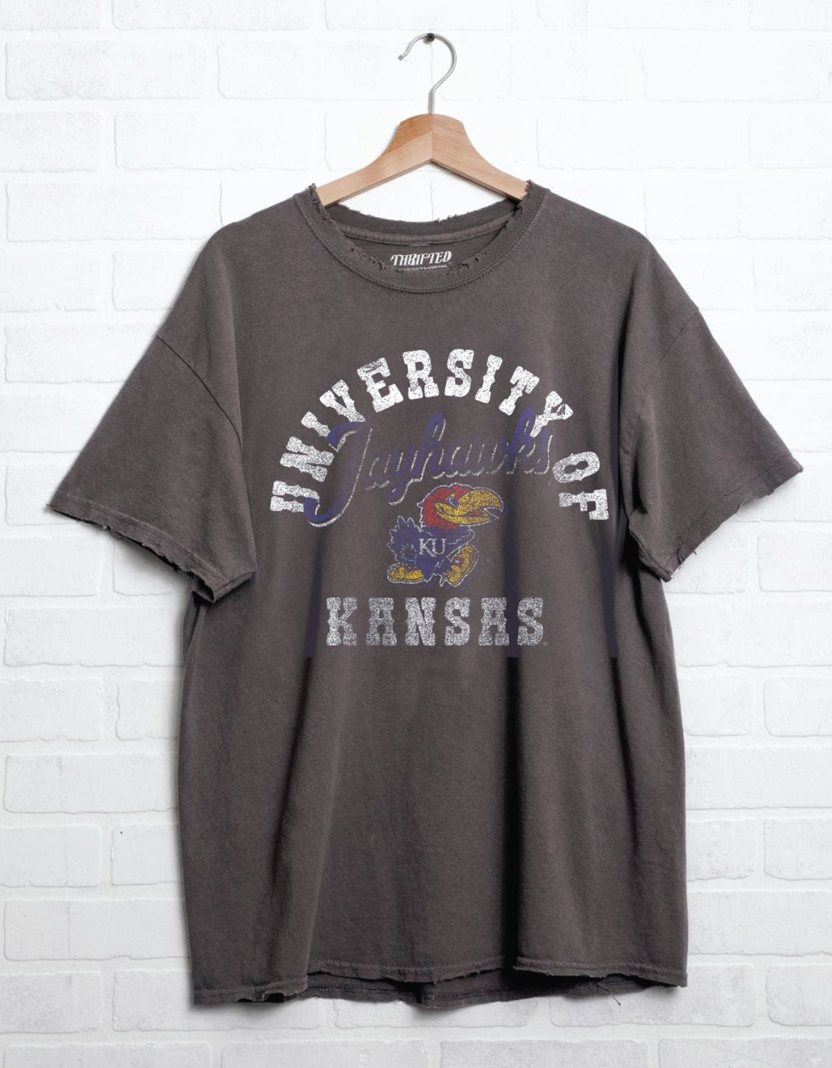 KU Jayhawks Draft Charcoal Thrifted Tee