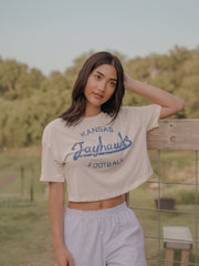 KU Jayhawks Football Stencil Off White Cropped Tee