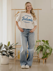 KU Jayhawks Football Stencil Off White Cropped Tee