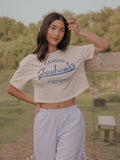 KU Jayhawks Football Stencil Off White Cropped Tee