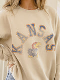 KU Jayhawks Mega Arch Sand Thrifted Sweatshirt