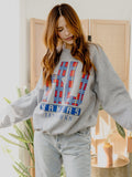 KU Jayhawks Preppy Plaid Gray Thrifted Sweatshirt