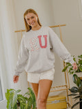 KU Jayhawks Quilted Puff Ink Ash Gray Thrifted Sweatshirt