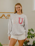 KU Jayhawks Quilted Puff Ink Ash Gray Thrifted Sweatshirt