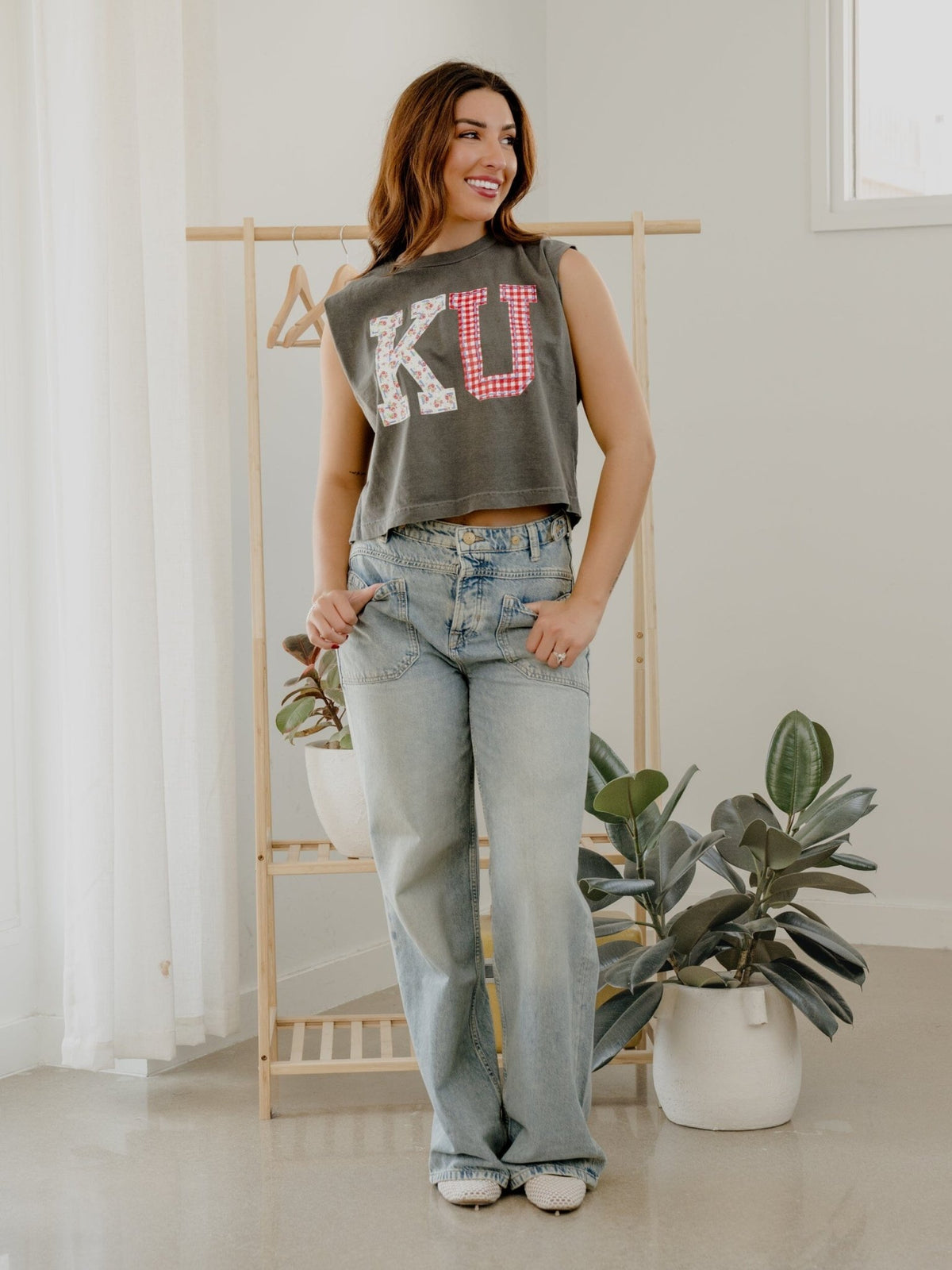 KU Jayhawks Quilted Puff Ink Smoke Tank