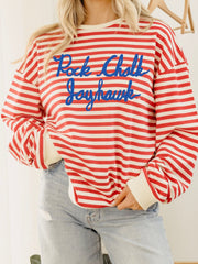 KU Jayhawks Simple Script Red/White Stripe Hi Dive Sweatshirt
