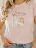 Las Sardinias Pink Micro Cropped Tee