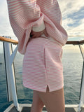 Light Pink and White Big Striped Shorts
