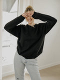LivyLu Blank Thrifted Black Sweatshirt