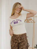 LSU Geaux Tigers College Arch Off White Off Shoulder Tee