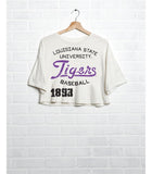 LSU Tigers Baseball Stencil Off White Cropped Tee