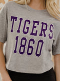LSU Tigers College Block Puff Ink Gray Cropped Tee