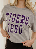 LSU Tigers College Block Puff Ink Gray Cropped Tee