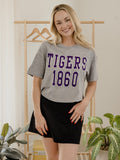 LSU Tigers College Block Puff Ink Gray Cropped Tee