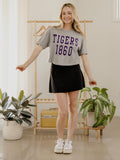 LSU Tigers College Block Puff Ink Gray Cropped Tee