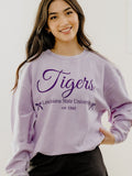 LSU Tigers Established Bows Lilac Corded Crew Sweatshirt