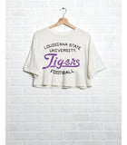 LSU Tigers Football Stencil Off White Cropped Tee