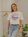 LSU Tigers Football Stencil Off White Cropped Tee