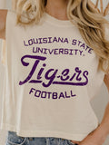 LSU Tigers Football Stencil Off White Tank