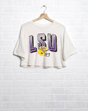 LSU Tigers Helmet Fade Off White Cropped Tee
