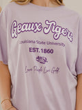 LSU Tigers Letterman Orchid Thrifted Tee