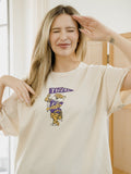 LSU Tigers Mascot Flag Off White Thrifted Tee