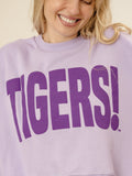 LSU Tigers Mono Puff Ink Purple Oversized Crew Hi-Dive Sweatshirt