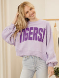 LSU Tigers Mono Puff Ink Purple Oversized Crew Hi-Dive Sweatshirt