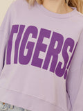 LSU Tigers Mono Puff Ink Purple Oversized Crew Hi-Dive Sweatshirt