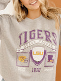 LSU Tigers Prep Patch Gray Thrifted Sweatshirt
