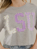 LSU Tigers Quilted Puff Ink Gray Cropped Tee