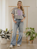 LSU Tigers Quilted Puff Ink Gray Cropped Tee