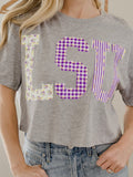 LSU Tigers Quilted Puff Ink Gray Cropped Tee